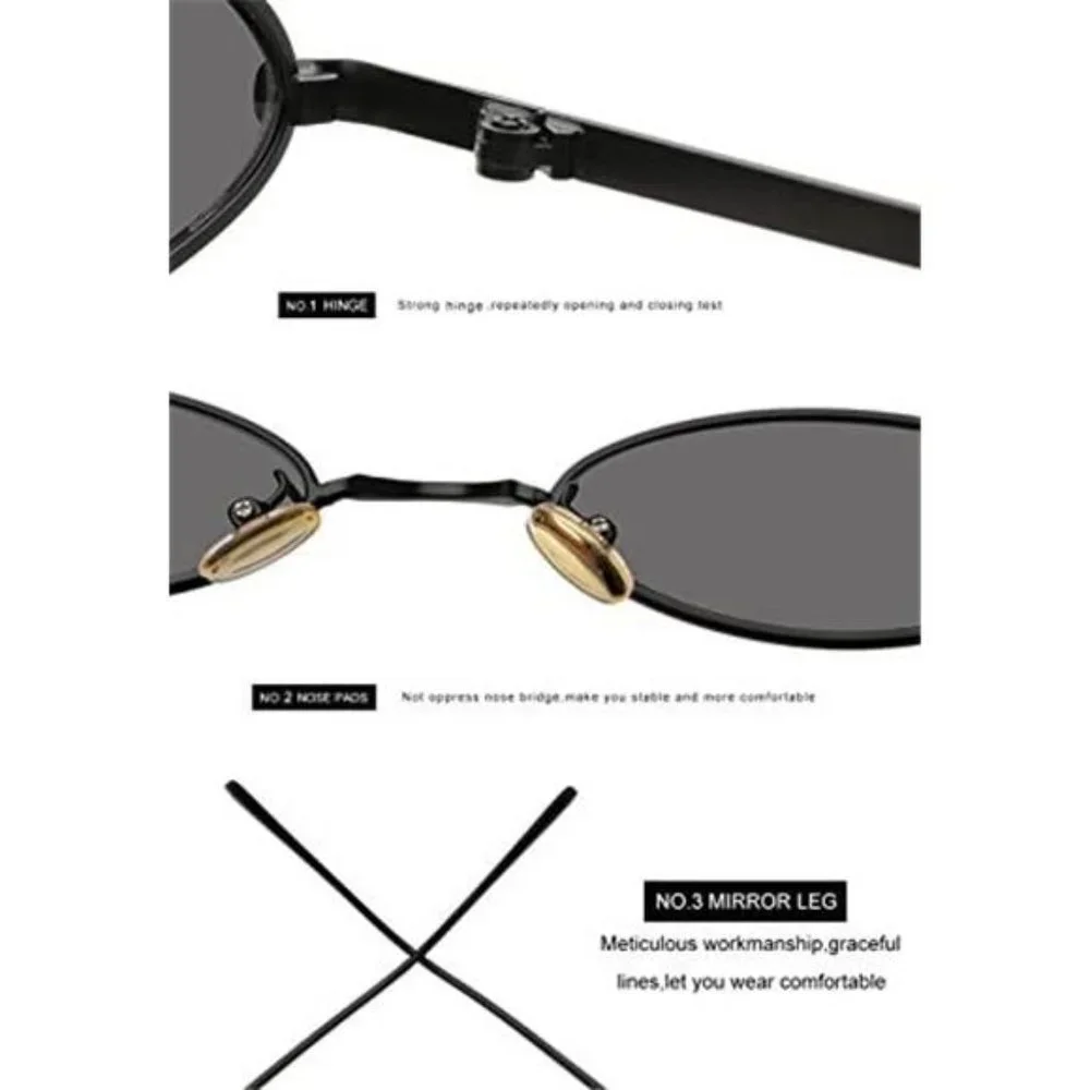 Vintage Oval Sunglasses For Women - Small Metal Frames, UV Protective Coating - Picture 5 of 5